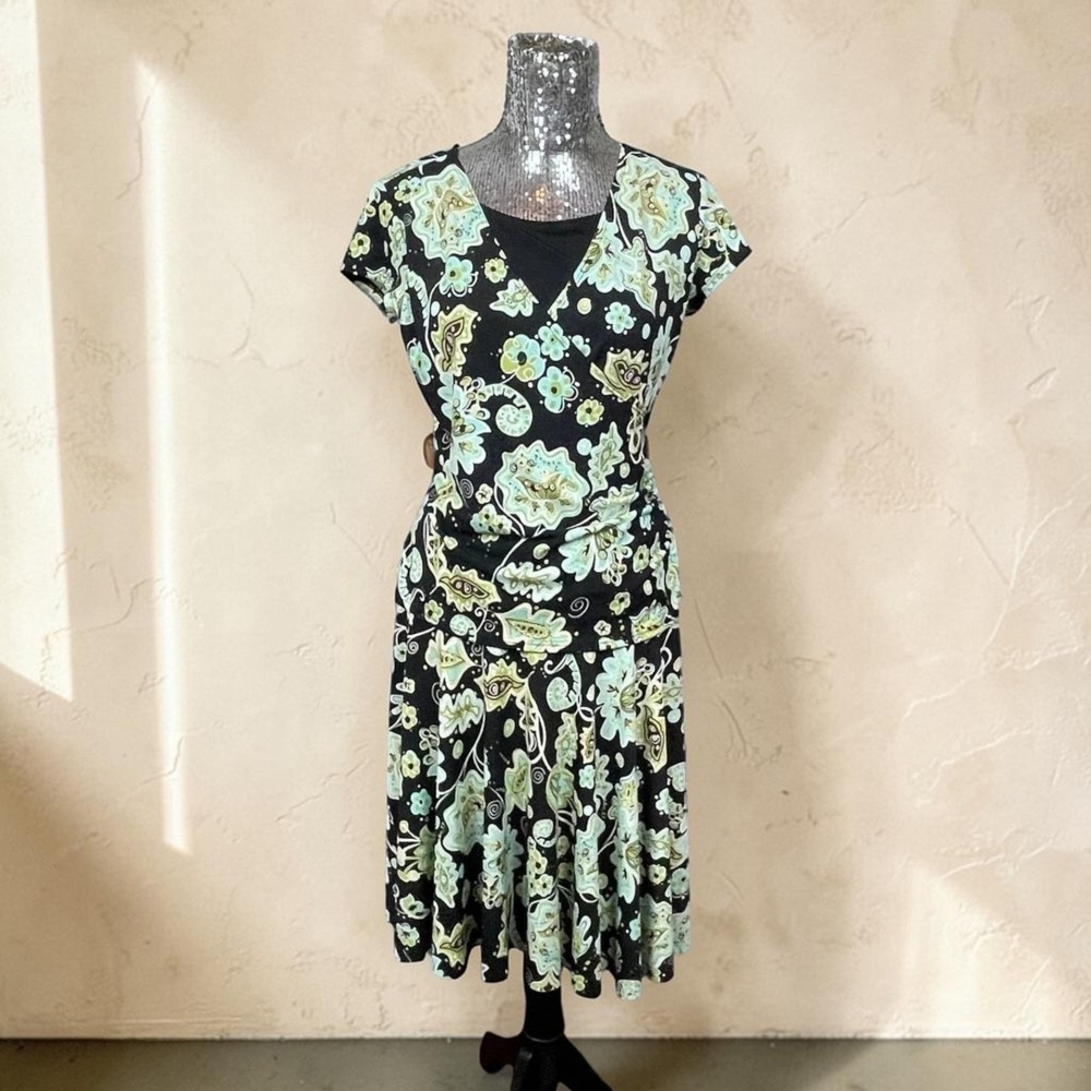Vintage Y2K Floral Paisley Two Piece Set Top Skirt Feminine Modest Classic Large